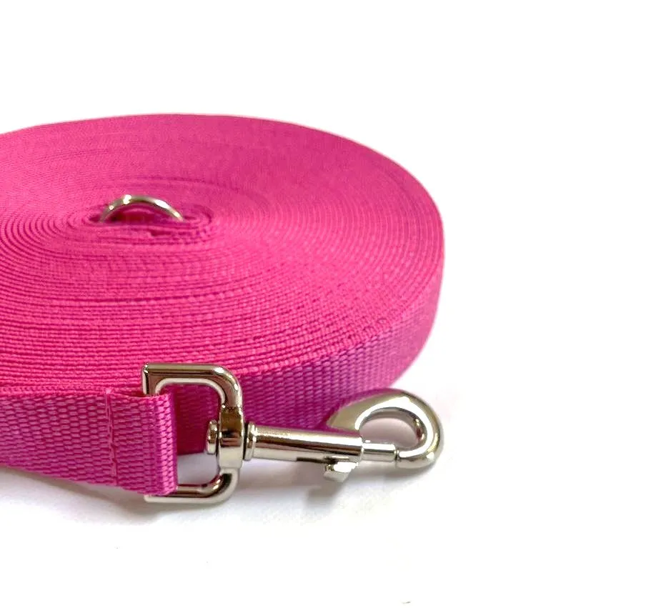 5ft - 30ft Long Dog Training Leads Obedience Recall Walking Leash Puppy In 20mm Webbing 18 Colours