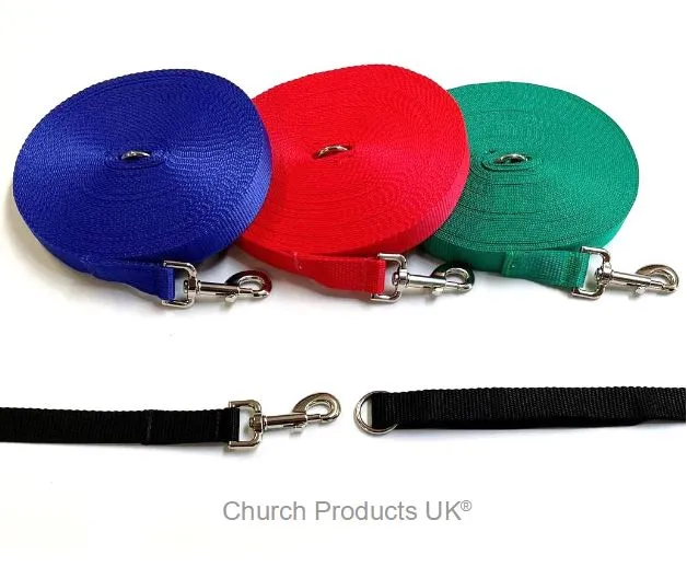 5ft - 30ft Long Dog Training Leads Obedience Recall Walking Leash Puppy In 20mm Webbing 18 Colours