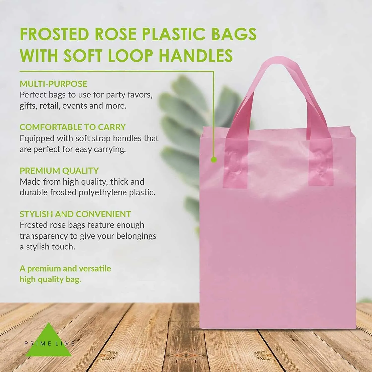 8x4x10 Small Frosted Pink Plastic Bags with Handles