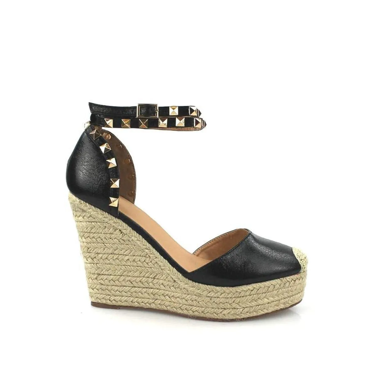 Amilia Espadrille Wedge Studded Platform Ankle Strap Sandal