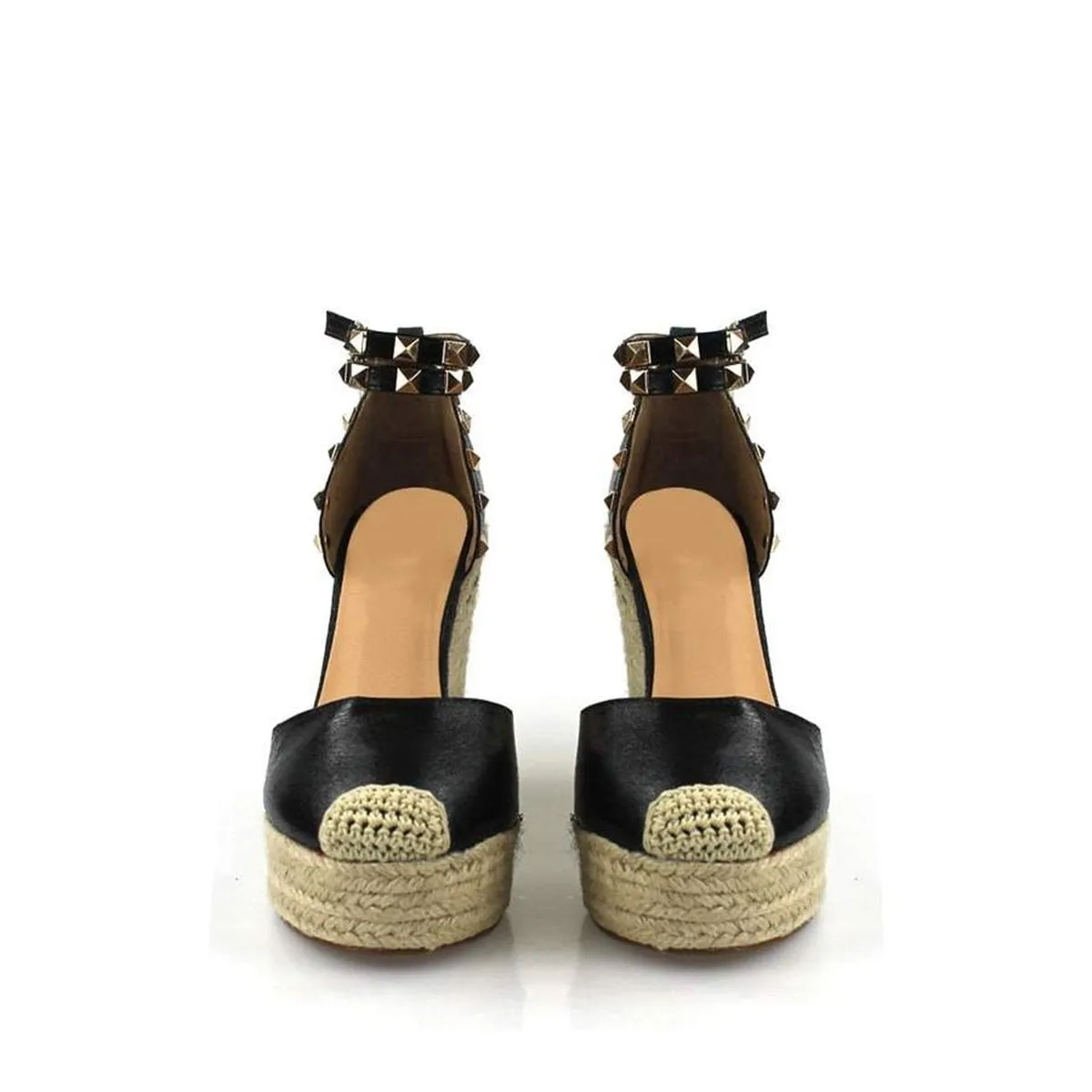 Amilia Espadrille Wedge Studded Platform Ankle Strap Sandal