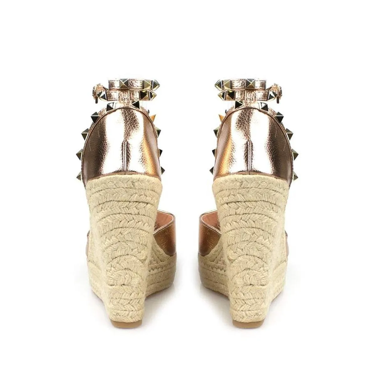 Amilia Espadrille Wedge Studded Platform Ankle Strap Sandal