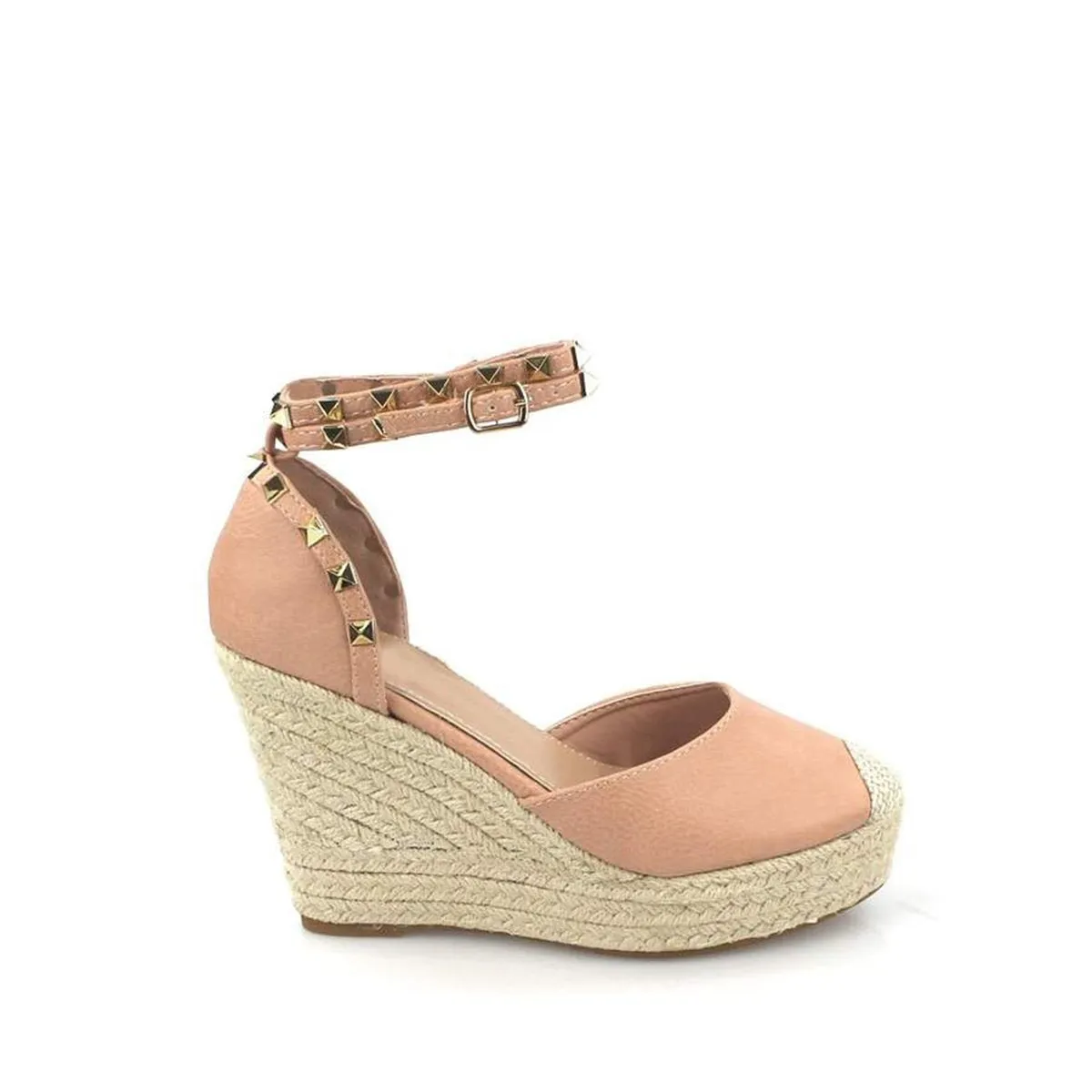 Amilia Espadrille Wedge Studded Platform Ankle Strap Sandal