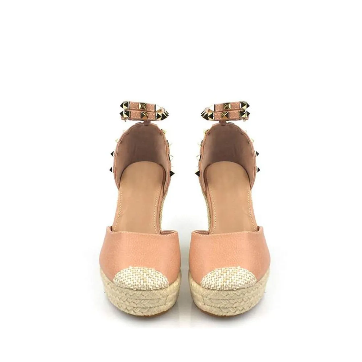 Amilia Espadrille Wedge Studded Platform Ankle Strap Sandal