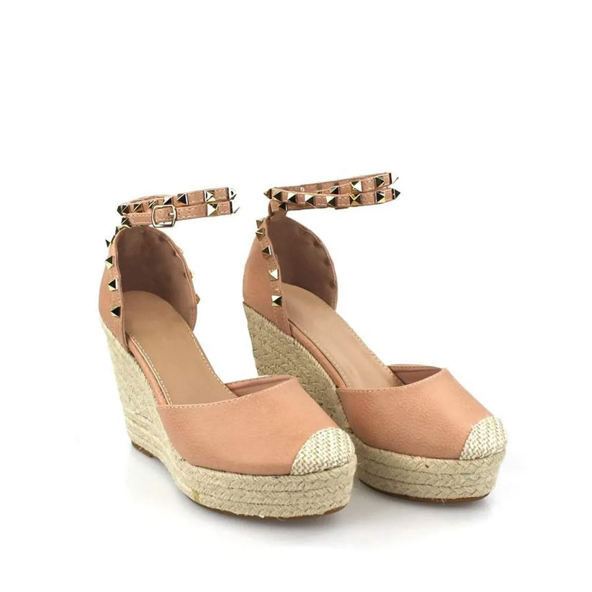 Amilia Espadrille Wedge Studded Platform Ankle Strap Sandal