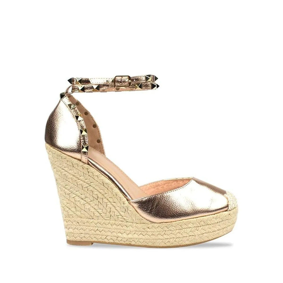 Amilia Espadrille Wedge Studded Platform Ankle Strap Sandal