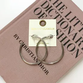 Basic Love 2 Inch Round Hoop Earrings in Silver Tone