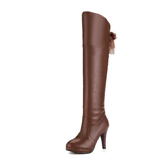 Boots Fashion Winter High Heels knee-high