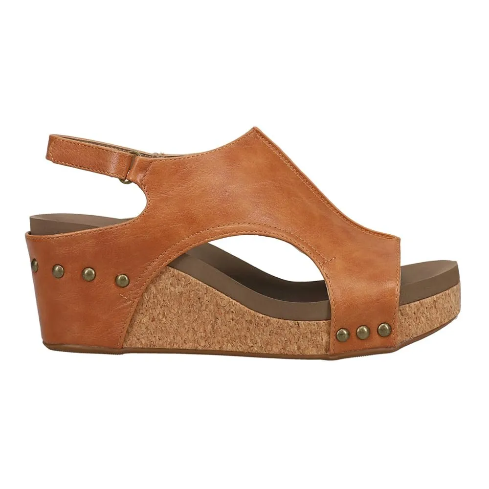 Corkys Women's Carley Cognac Smooth Wedge Sandal