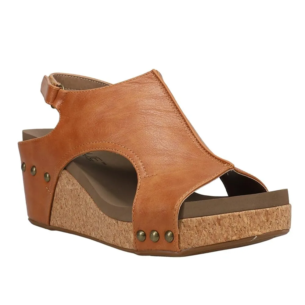 Corkys Women's Carley Cognac Smooth Wedge Sandal