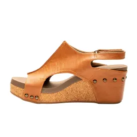 Corkys Women's Carley Cognac Smooth Wedge Sandal