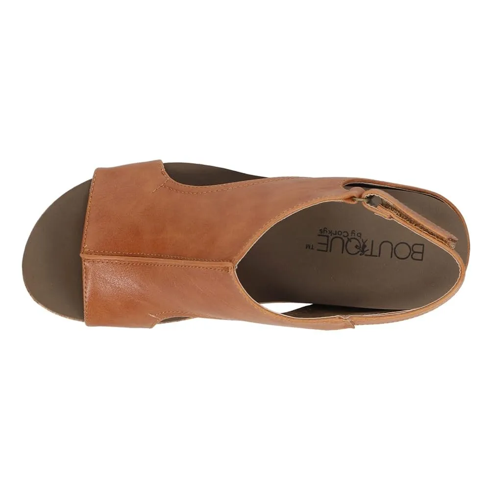 Corkys Women's Carley Cognac Smooth Wedge Sandal