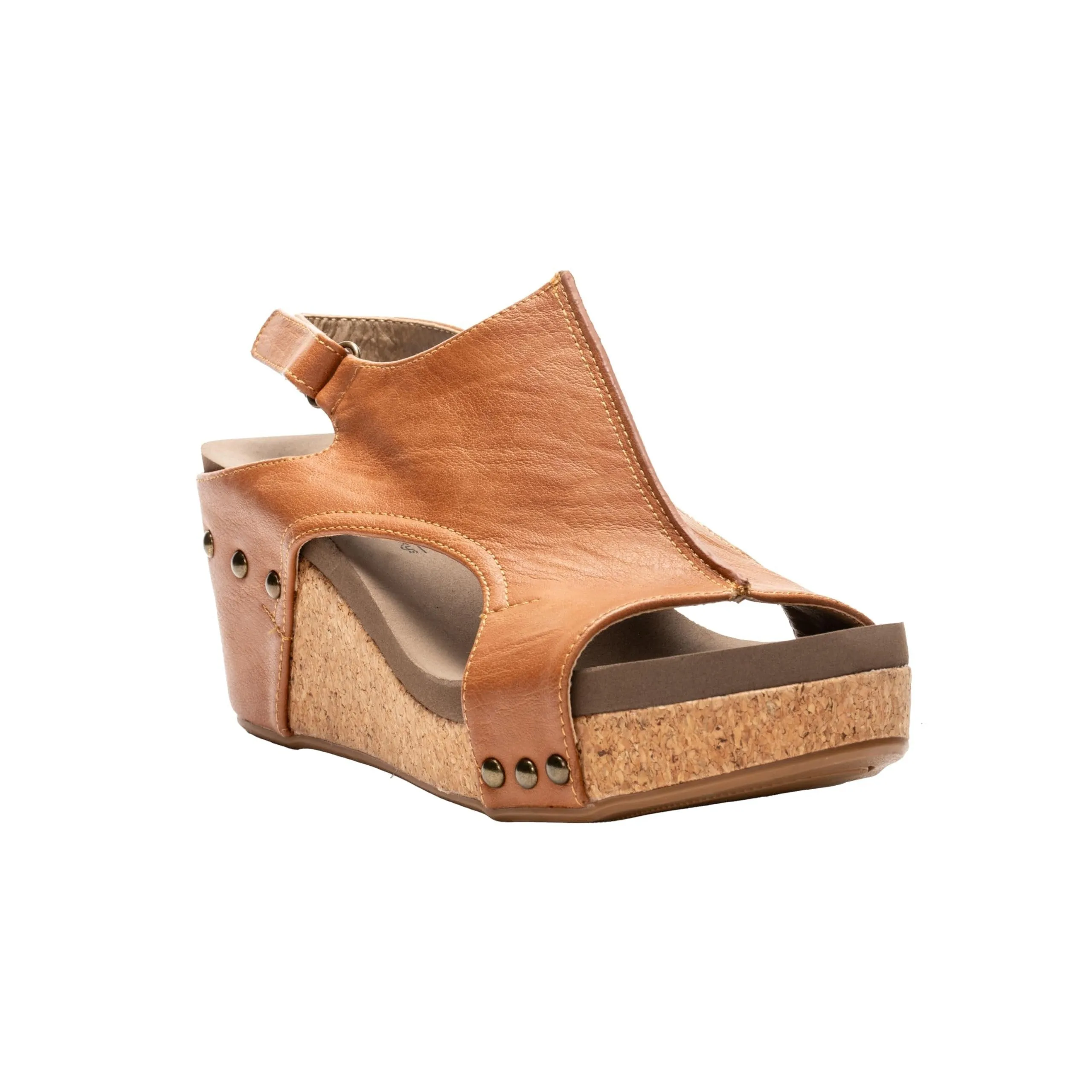 Corkys Women's Carley Cognac Smooth Wedge Sandal