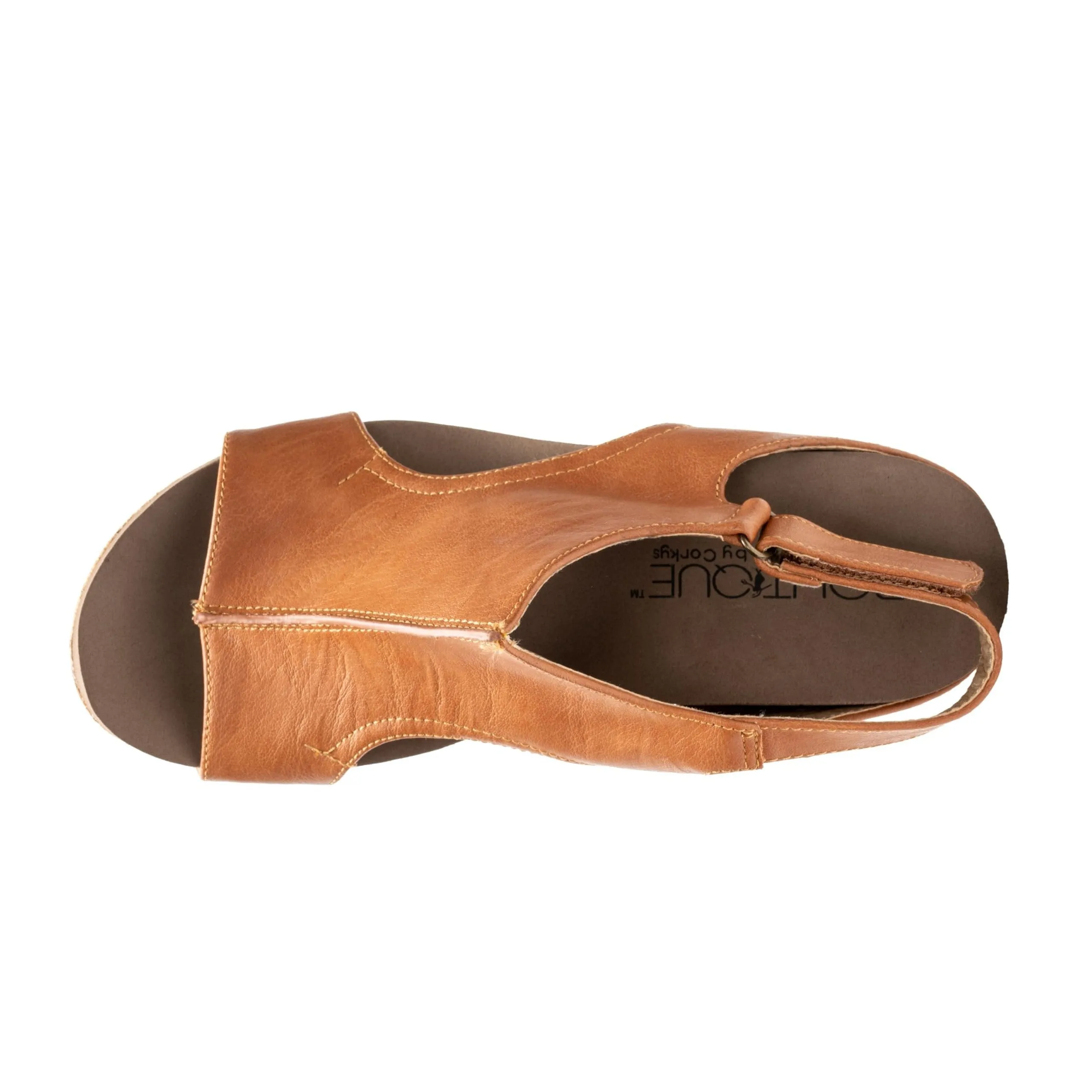 Corkys Women's Carley Cognac Smooth Wedge Sandal