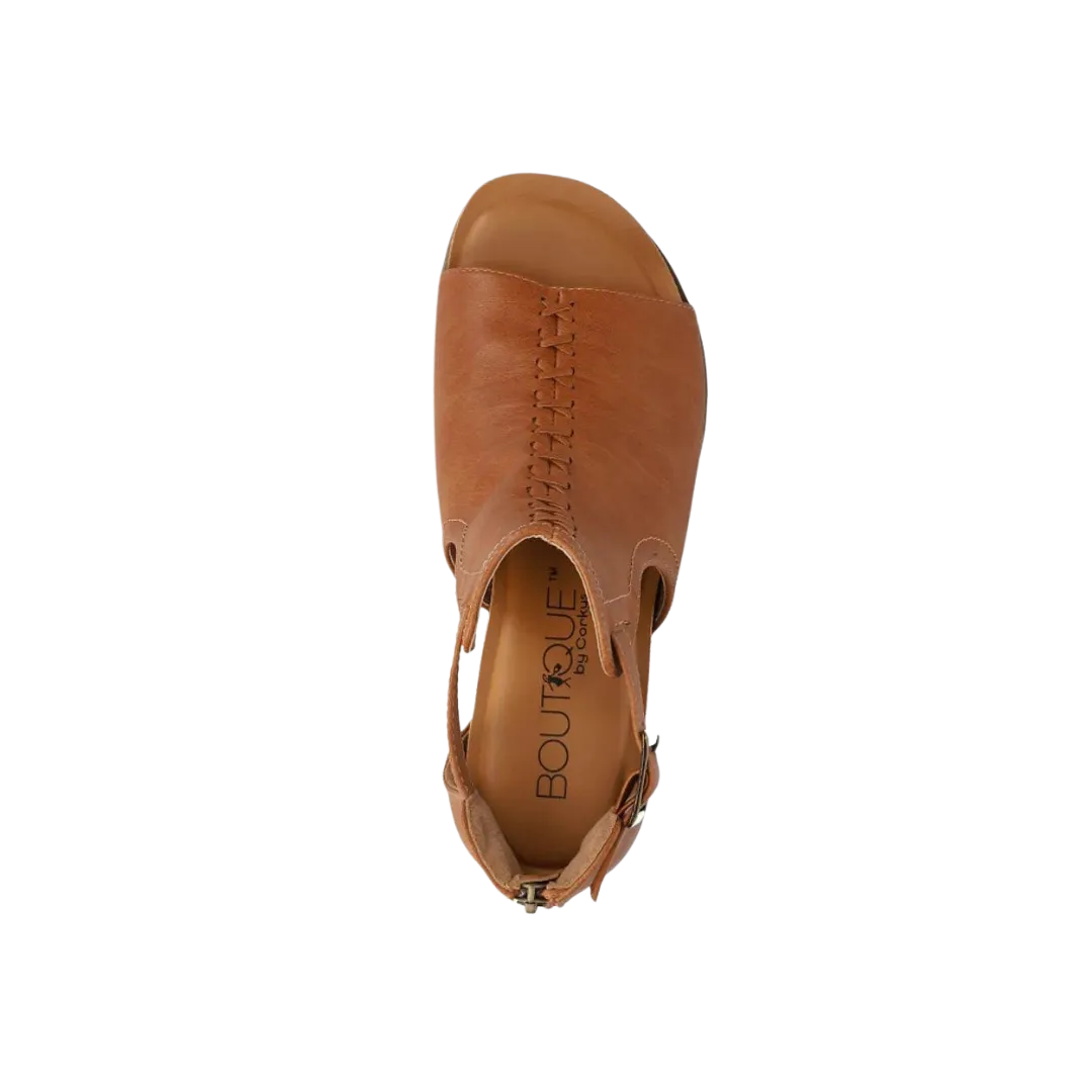 Corky's Women's Sugar City Cognac Zip Back Casual Open Toe Shoe