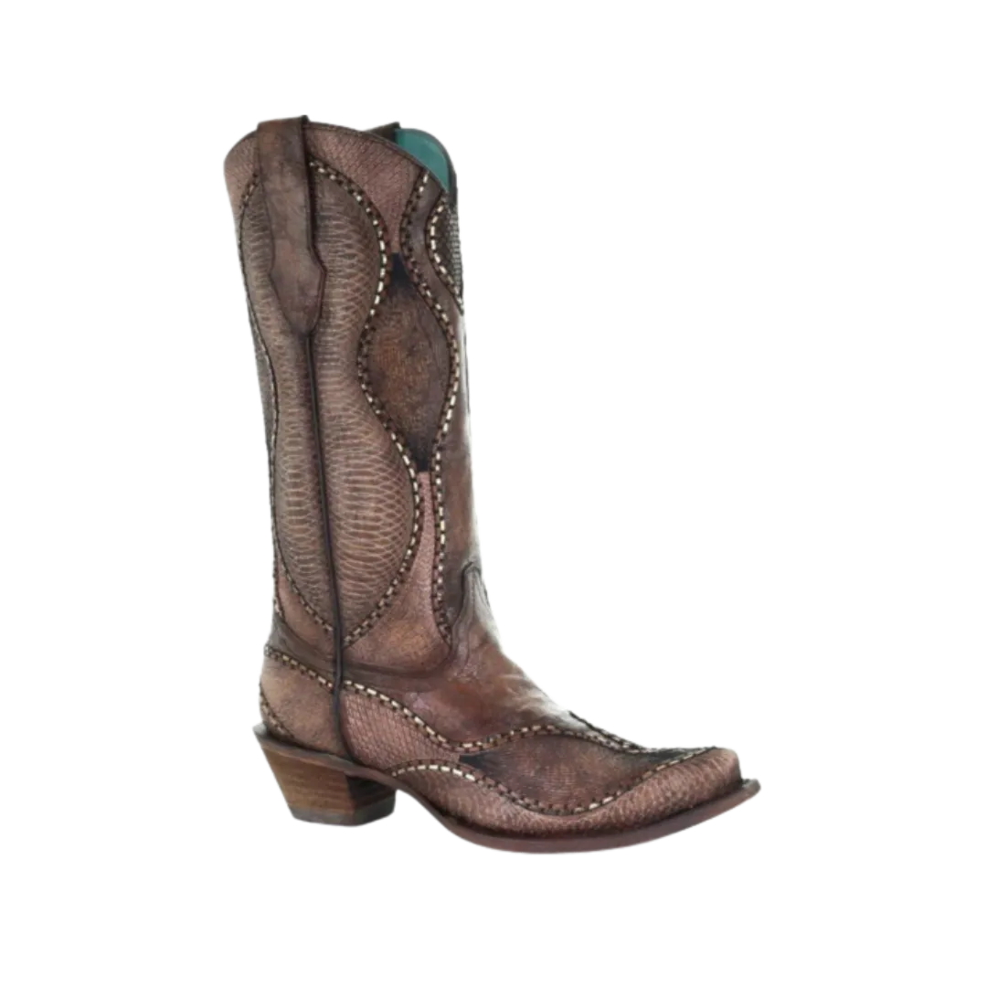 Corral Women's Wavy Embroidery Cowgirl Brown Boots