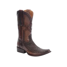 Cuadra Men's Cowboy In Genuine Elephant And Beef Chocolate Leather