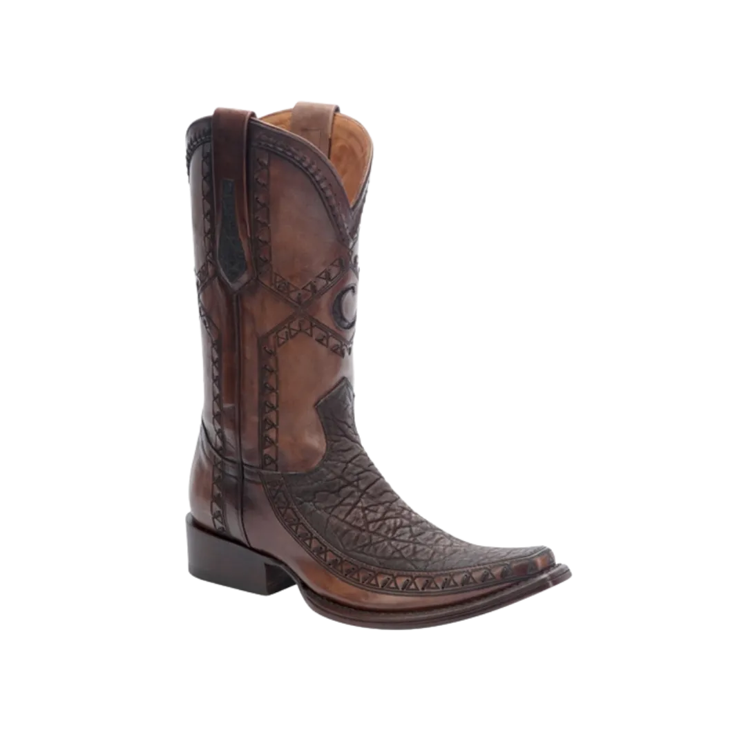 Cuadra Men's Cowboy In Genuine Elephant And Beef Chocolate Leather