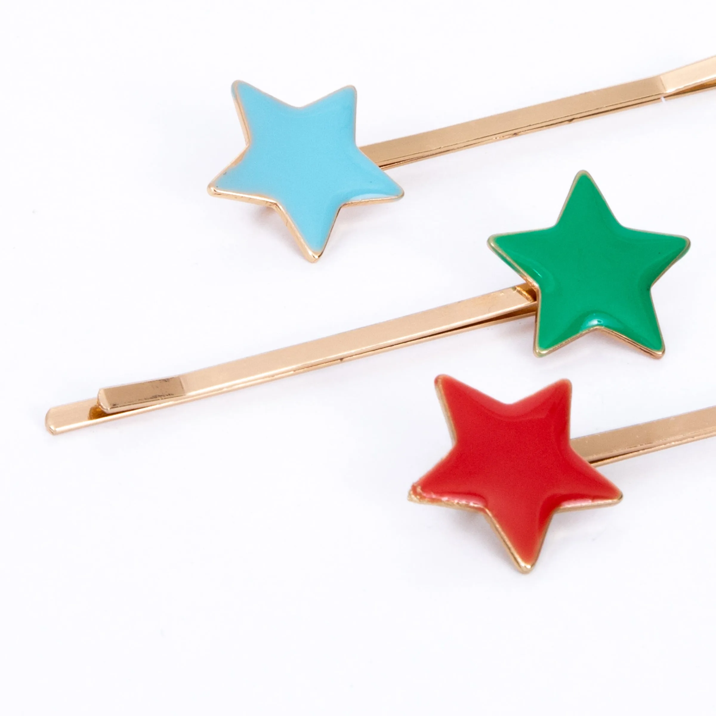 Enamel Star Hair Slides (x 6)