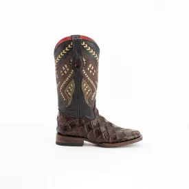 Ferrini Ladies Chocolate Leather Bronco S-Toe Pirarucu Cowboy Boots