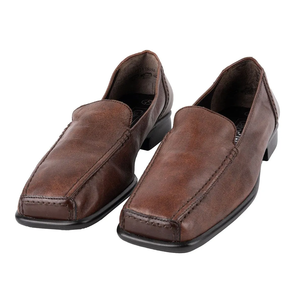 Gabor Square Toe Loafers Leather Brown Colour For Women