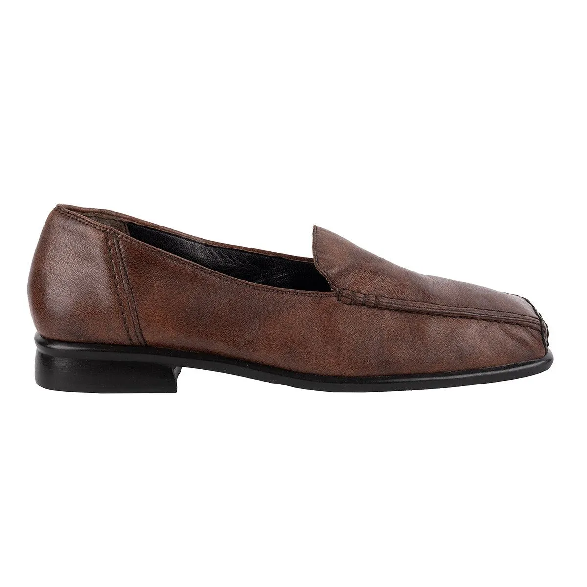 Gabor Square Toe Loafers Leather Brown Colour For Women