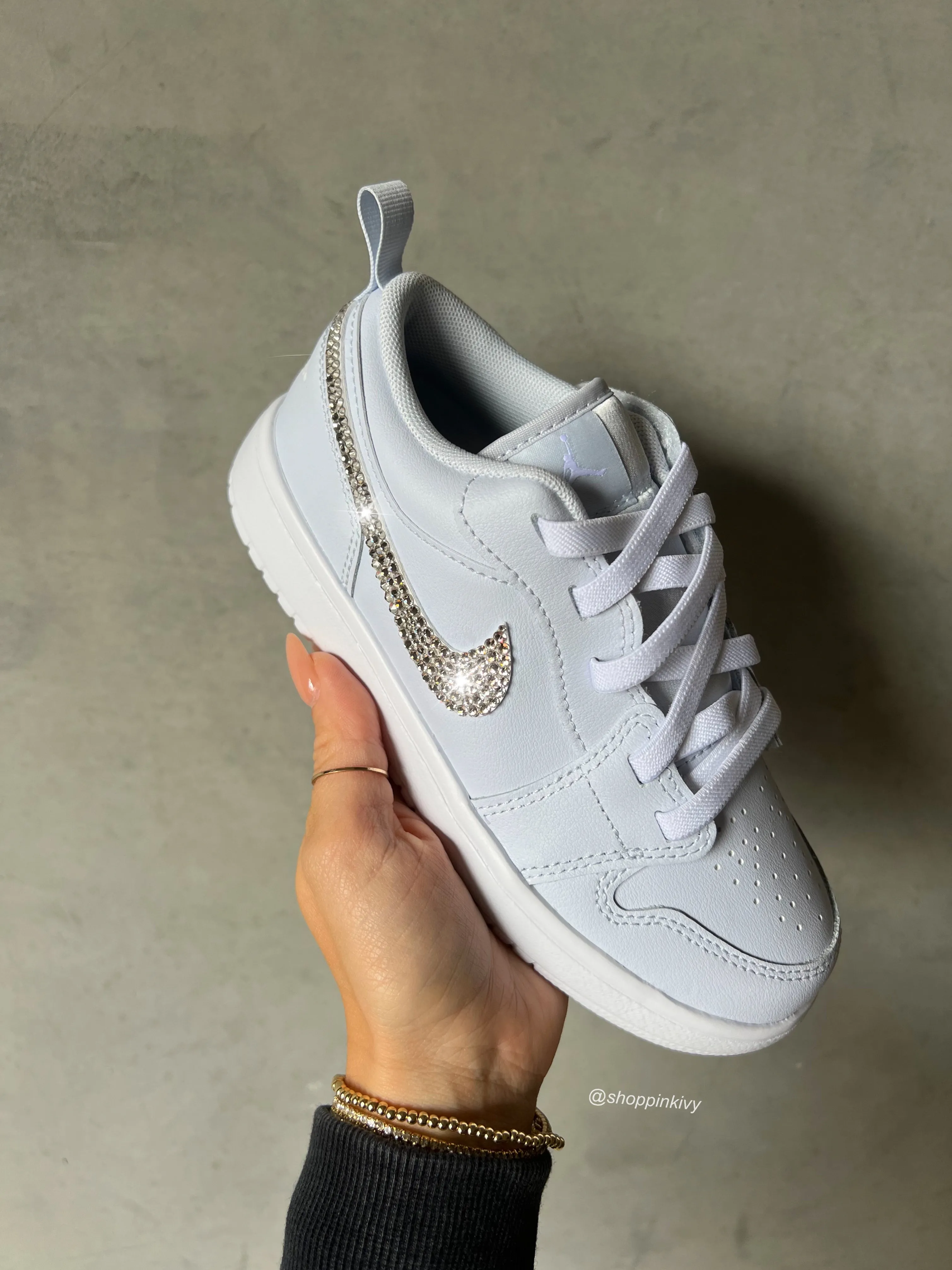 Ice Blue Baby Toddler Pre-School Swarovski Jordan 1 Low