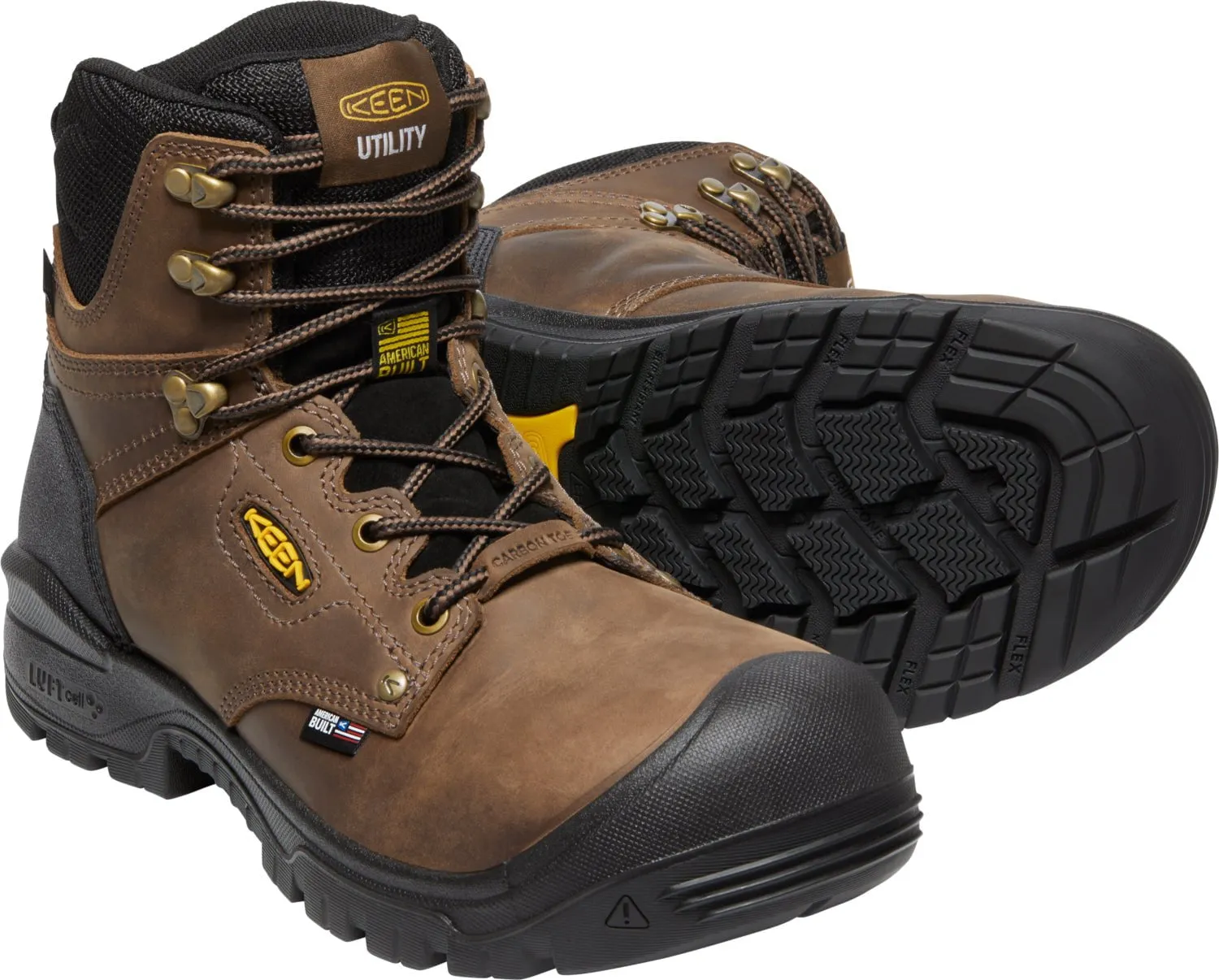 Keen Utility Mens Independence 6in WP Dark Earth/Black Leather Work Boots