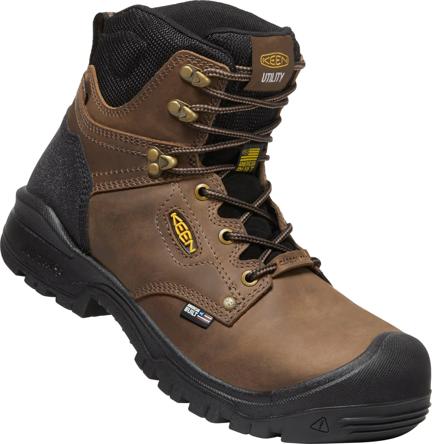 Keen Utility Mens Independence 6in WP Dark Earth/Black Leather Work Boots