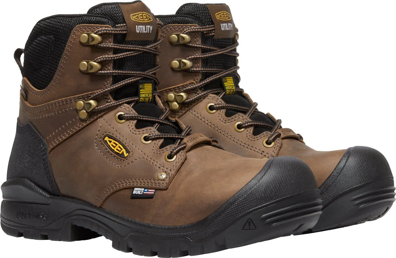 Keen Utility Mens Independence 6in WP Dark Earth/Black Leather Work Boots