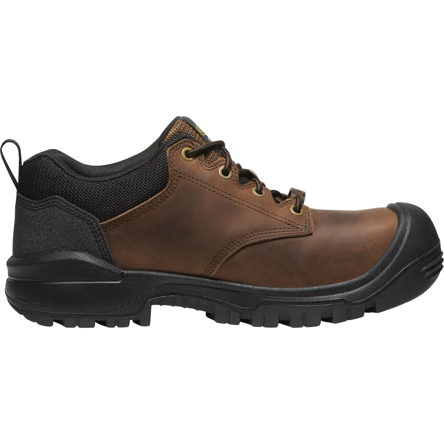 Keen Utility Mens Independence Oxford WP CT Dark Earth/Black Leather Work Shoes