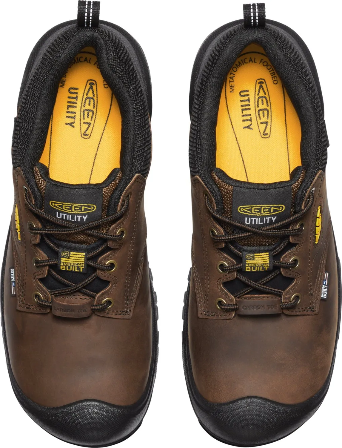 Keen Utility Mens Independence Oxford WP CT Dark Earth/Black Leather Work Shoes