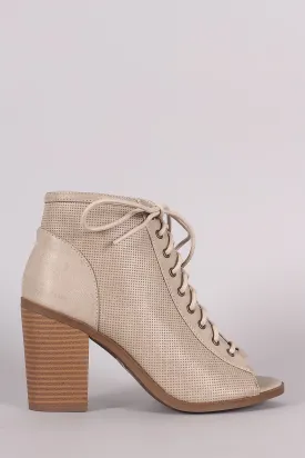 Klea - Symone - Soda Lace Up Peep Toe Booties