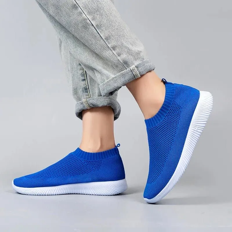 Knitted Slip-On Sneakers with Breathable Mesh Upper