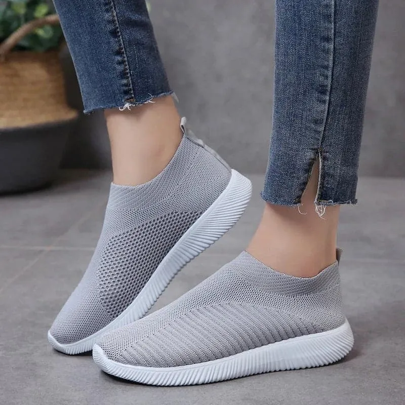 Knitted Slip-On Sneakers with Breathable Mesh Upper