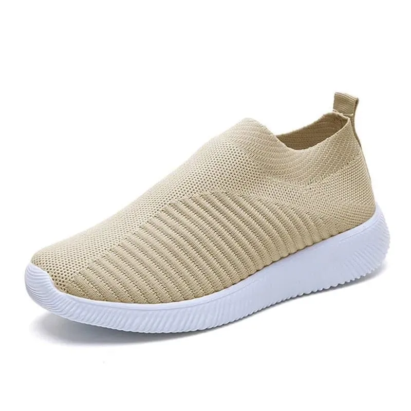 Knitted Slip-On Sneakers with Breathable Mesh Upper