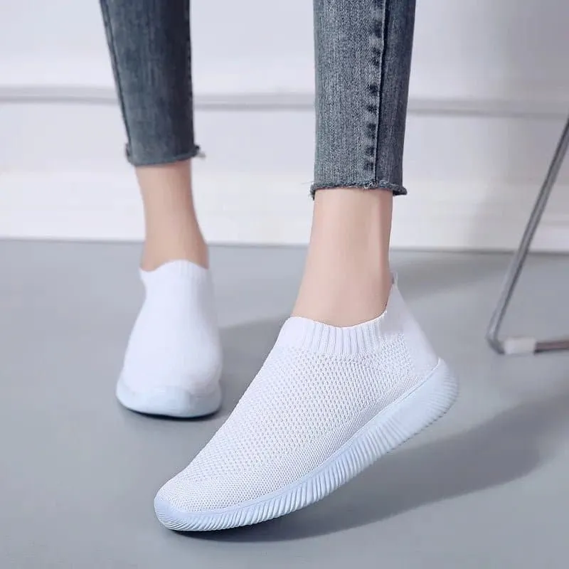 Knitted Slip-On Sneakers with Breathable Mesh Upper