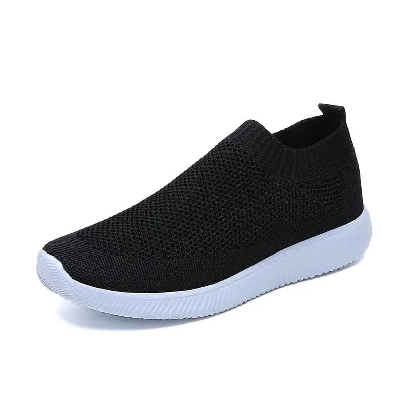 Knitted Slip-On Sneakers with Breathable Mesh Upper