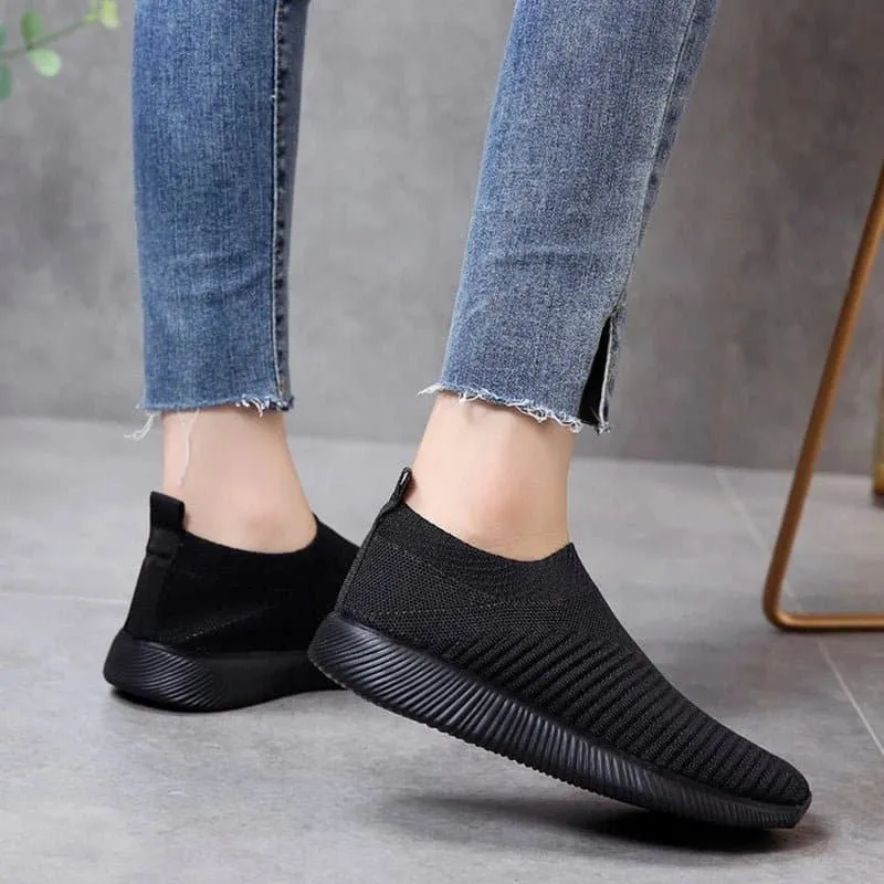 Knitted Slip-On Sneakers with Breathable Mesh Upper