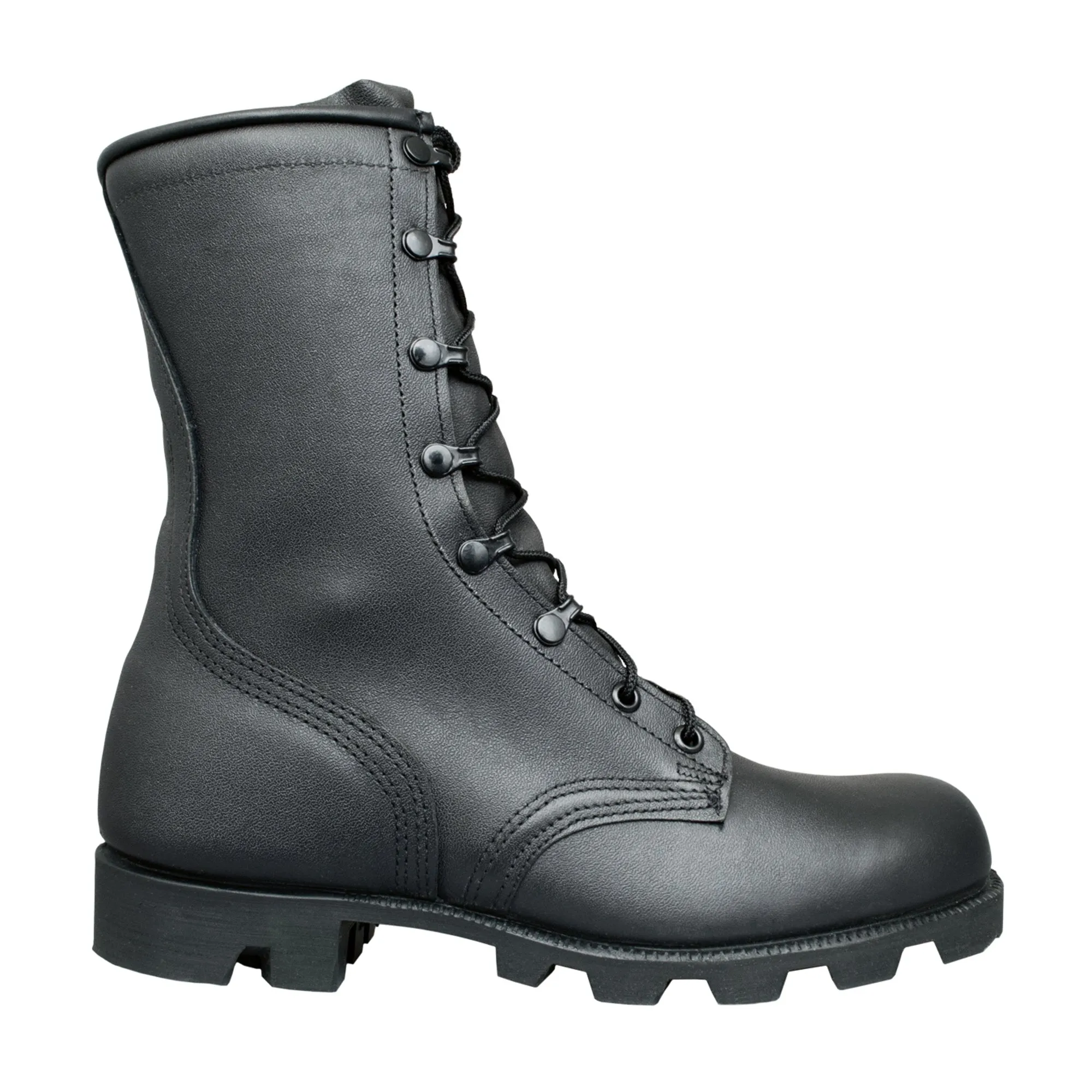 McRae Mens Black Leather Panama Military Combat Boots