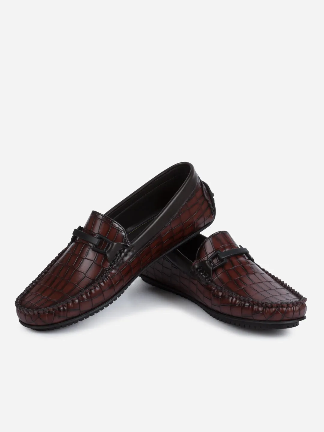 Men's Brown Moc Toe Buckle Loafer (IX4113)