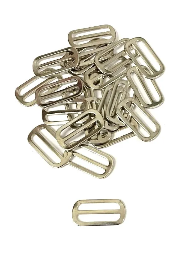 Metal 3 Bar Slides Nickel Plated 13mm 20mm 25mm 32mm 40mm 50mm x 10 x 50 For Bags Straps Webbing