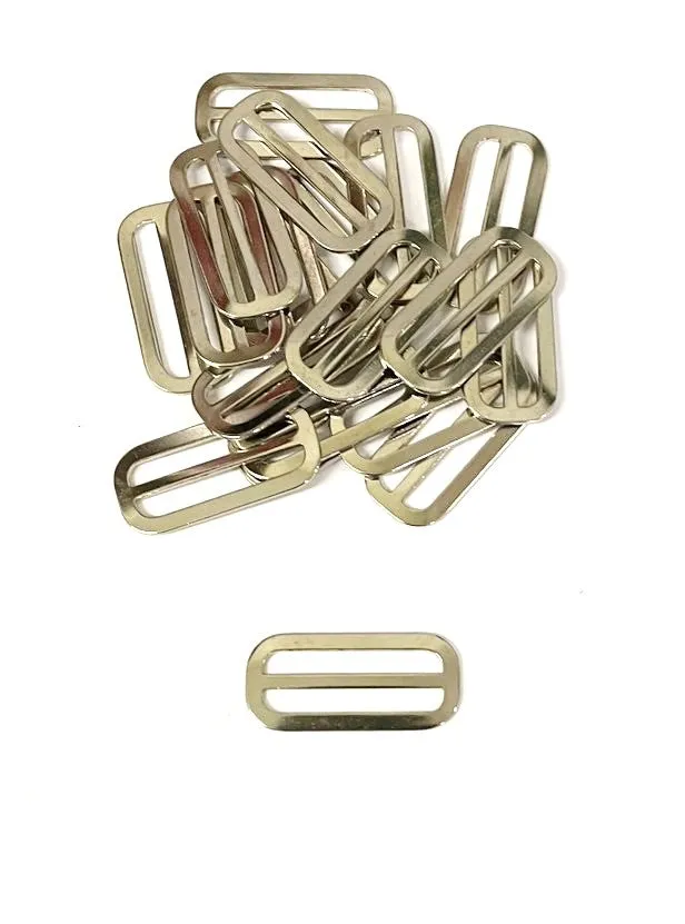 Metal 3 Bar Slides Nickel Plated 13mm 20mm 25mm 32mm 40mm 50mm x 10 x 50 For Bags Straps Webbing