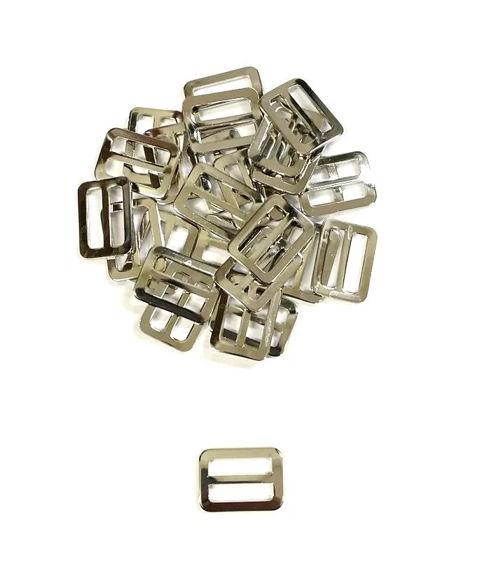 Metal 3 Bar Slides Nickel Plated 13mm 20mm 25mm 32mm 40mm 50mm x 10 x 50 For Bags Straps Webbing