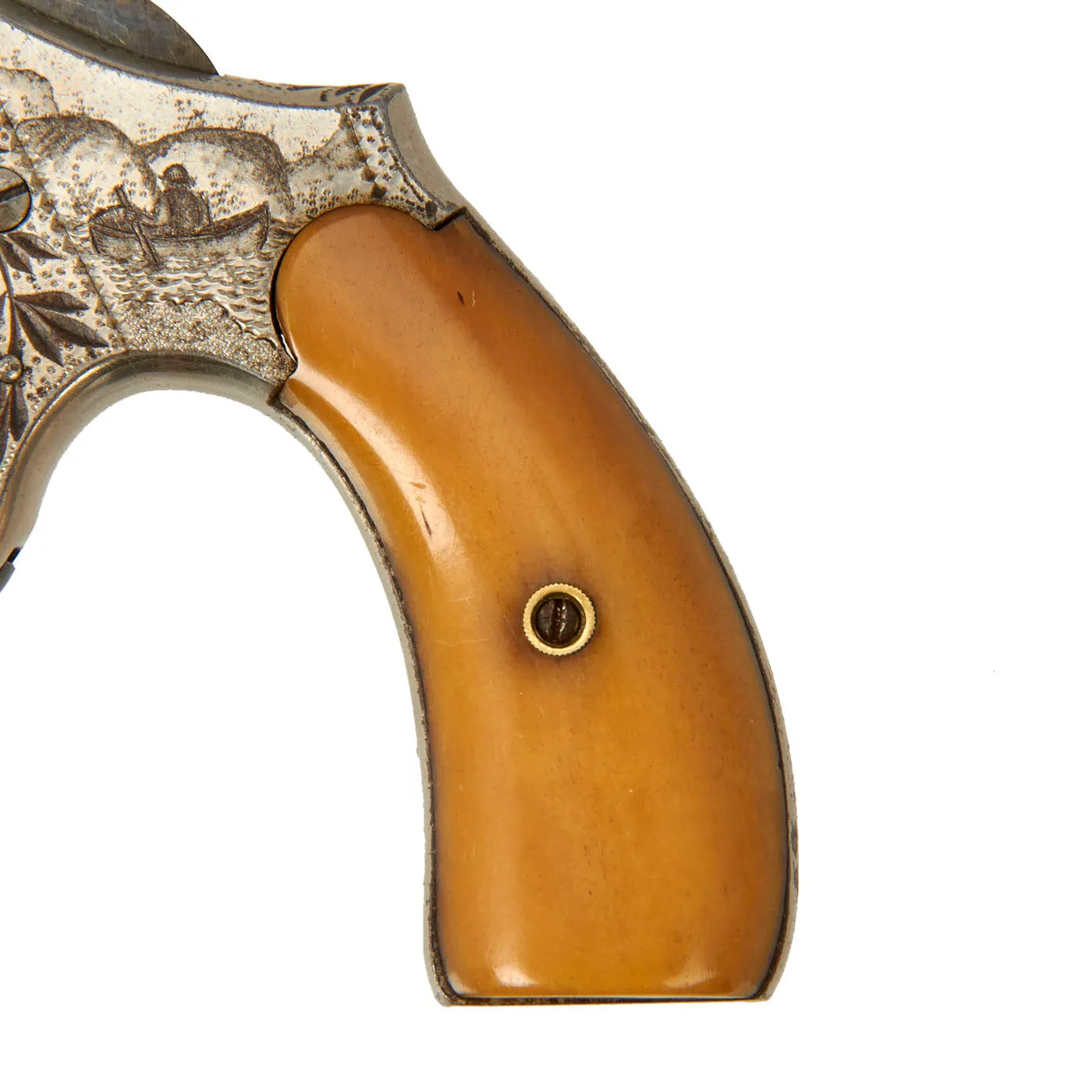 Original U.S. Hopkins & Allen Blue Jacket No. 2 Nickel Plated .32 Revolver with Horn Grips- Matching Serial 5480