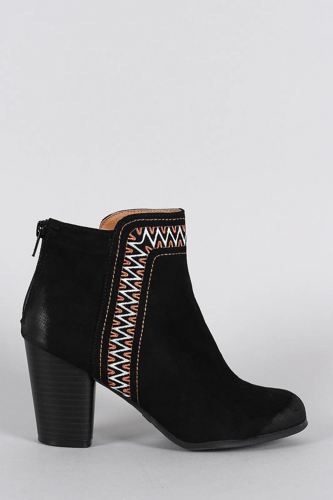 Qupid Tribal Embroidered Ankle Boots