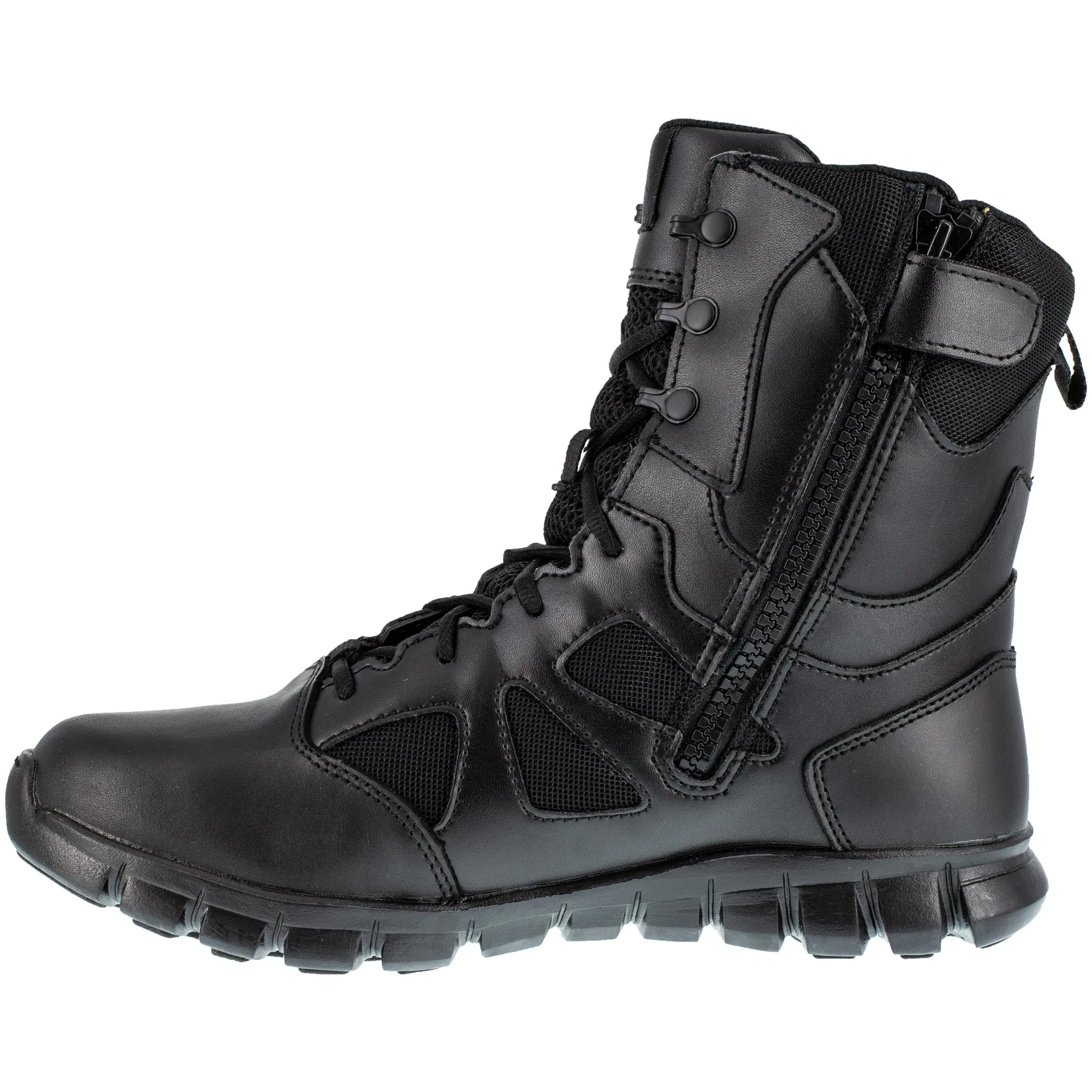 Reebok Mens Black Leather Military Boots Sublite Tactical Zip WP 7.5 M