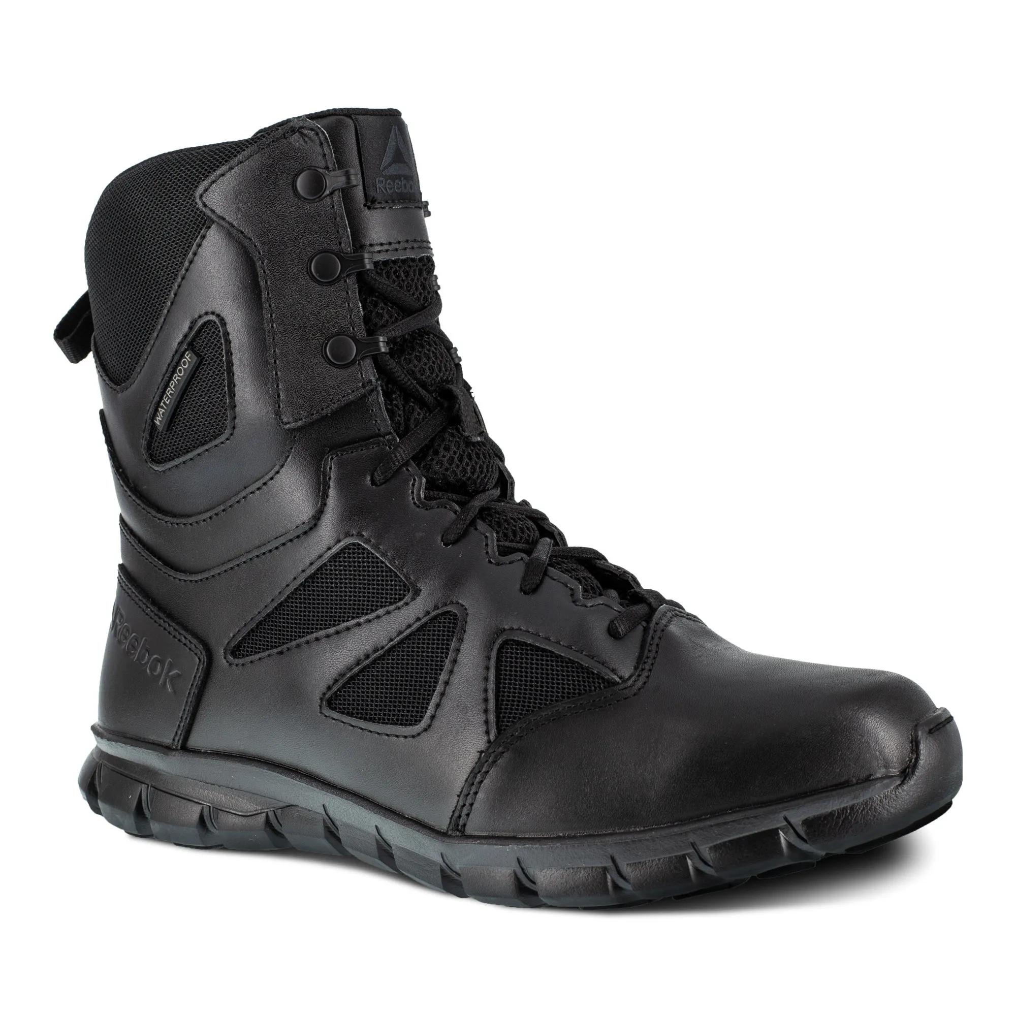 Reebok Mens Black Leather Military Boots Sublite Tactical Zip WP 7.5 M