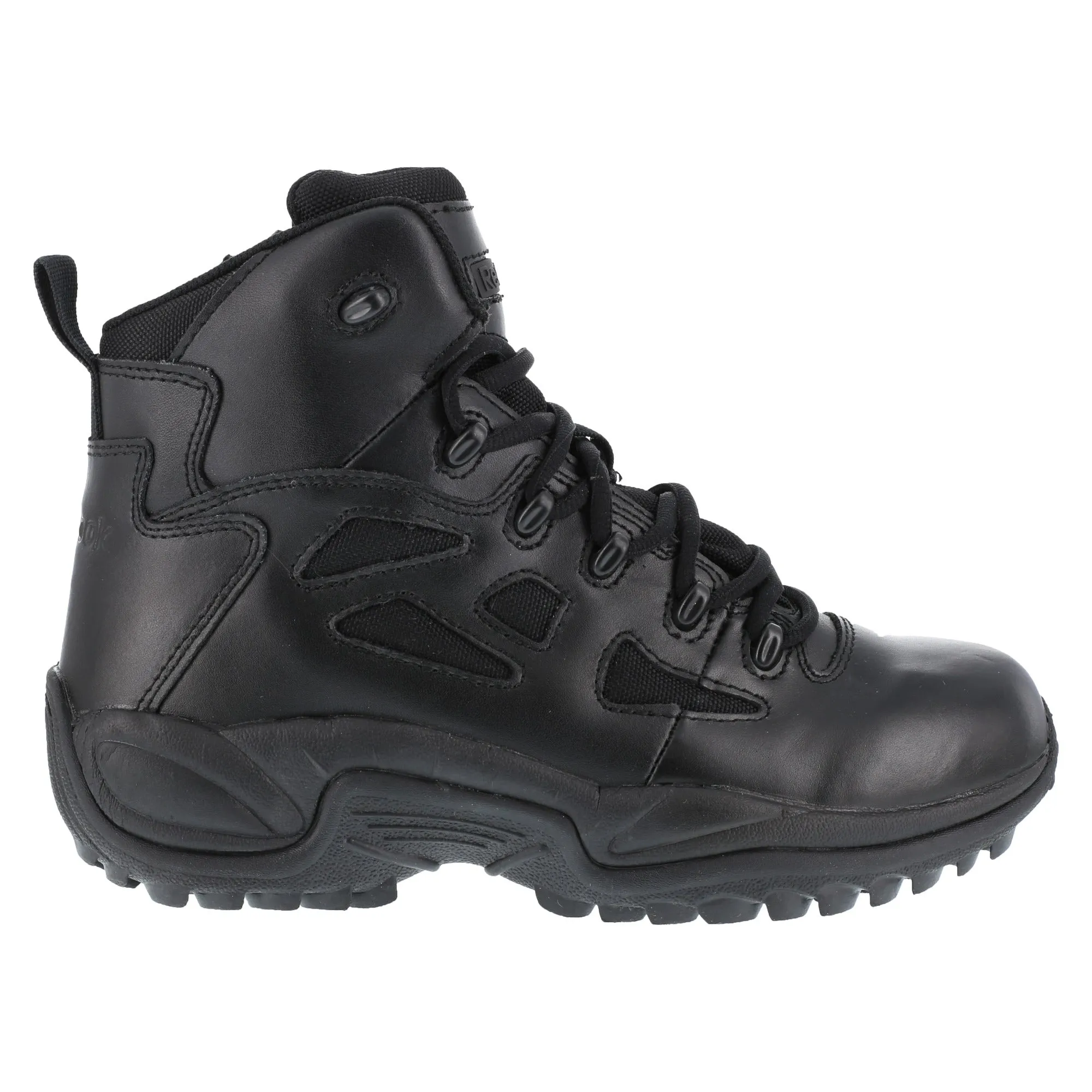 Reebok Mens Black Leather Work Boots Rapid Response Stealth 6in