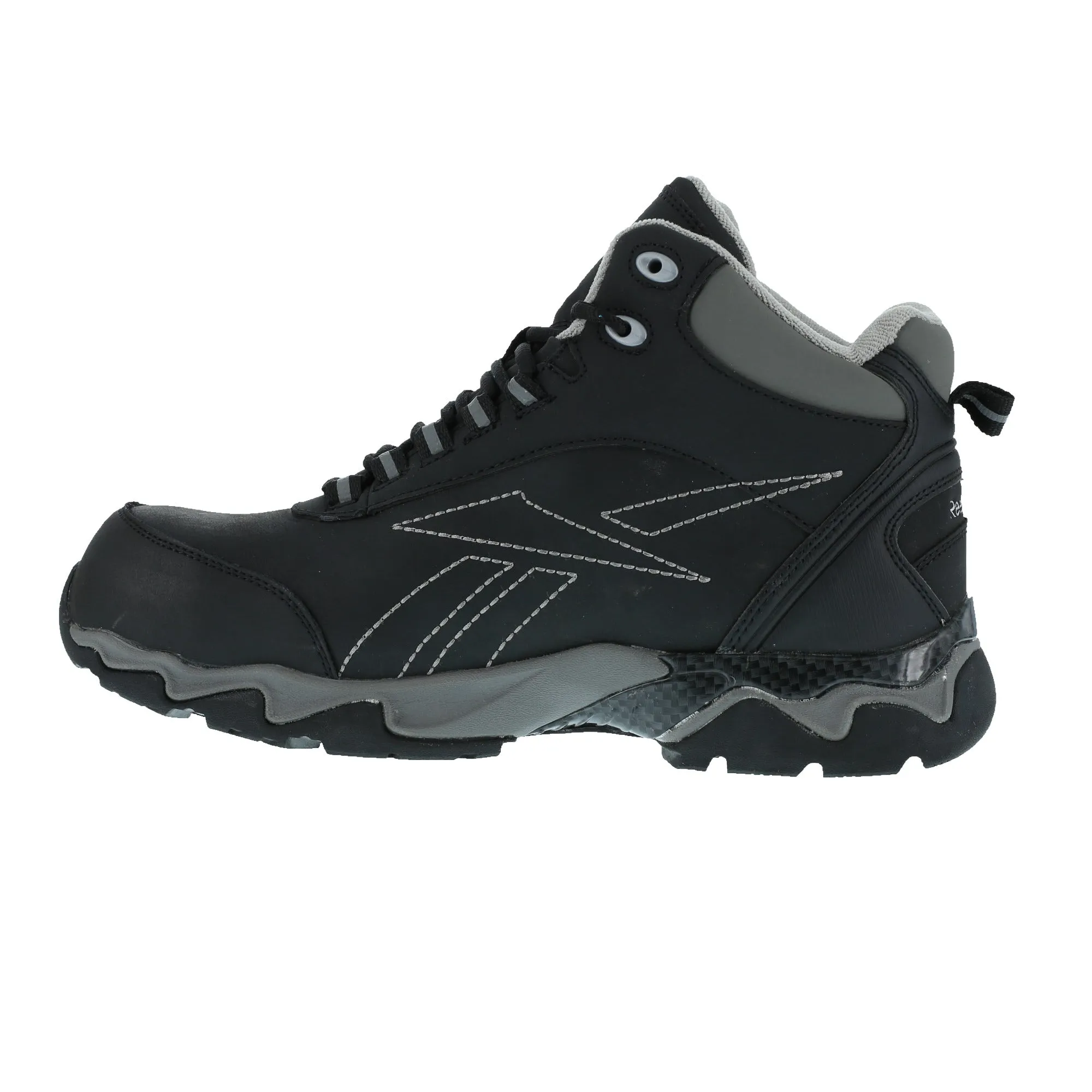 Reebok Mens Black Leather WP Athletic Hiker Boots Beamer Composite Toe